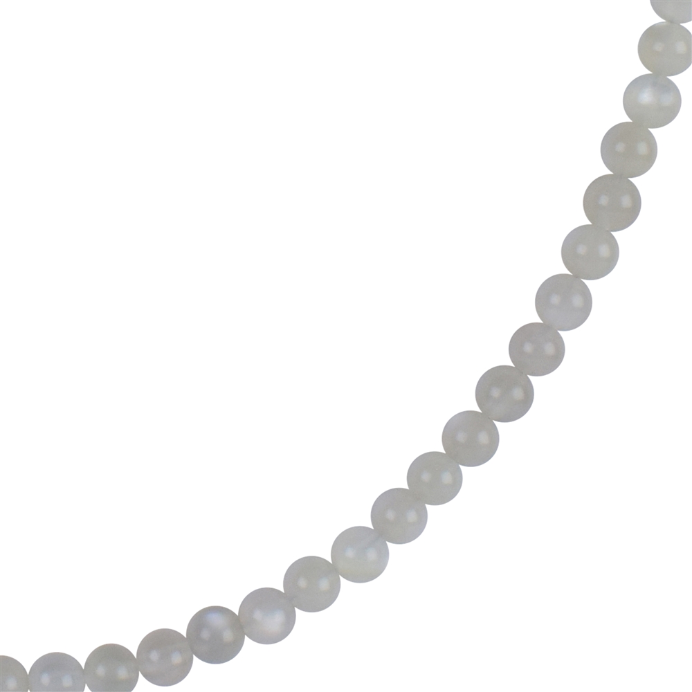 Necklace Moonstone, beads (4mm), rhodium plated, extension chain