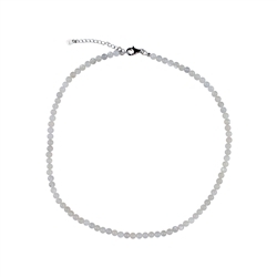 0611314040 Necklace Moonstone, beads (4mm), rhodium plated, extension chain | Marco Schreier