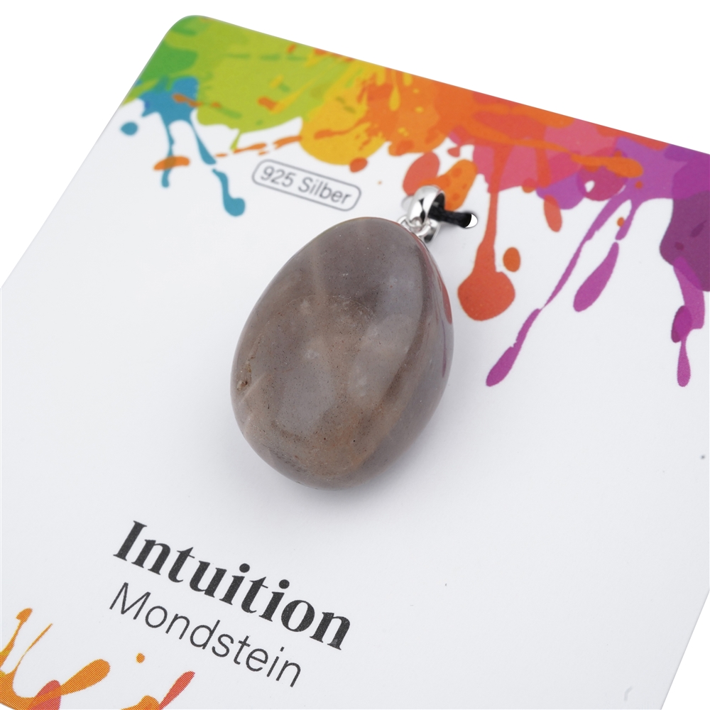 Pendant Moonstone, Tumbled Stone small, rhodiniert