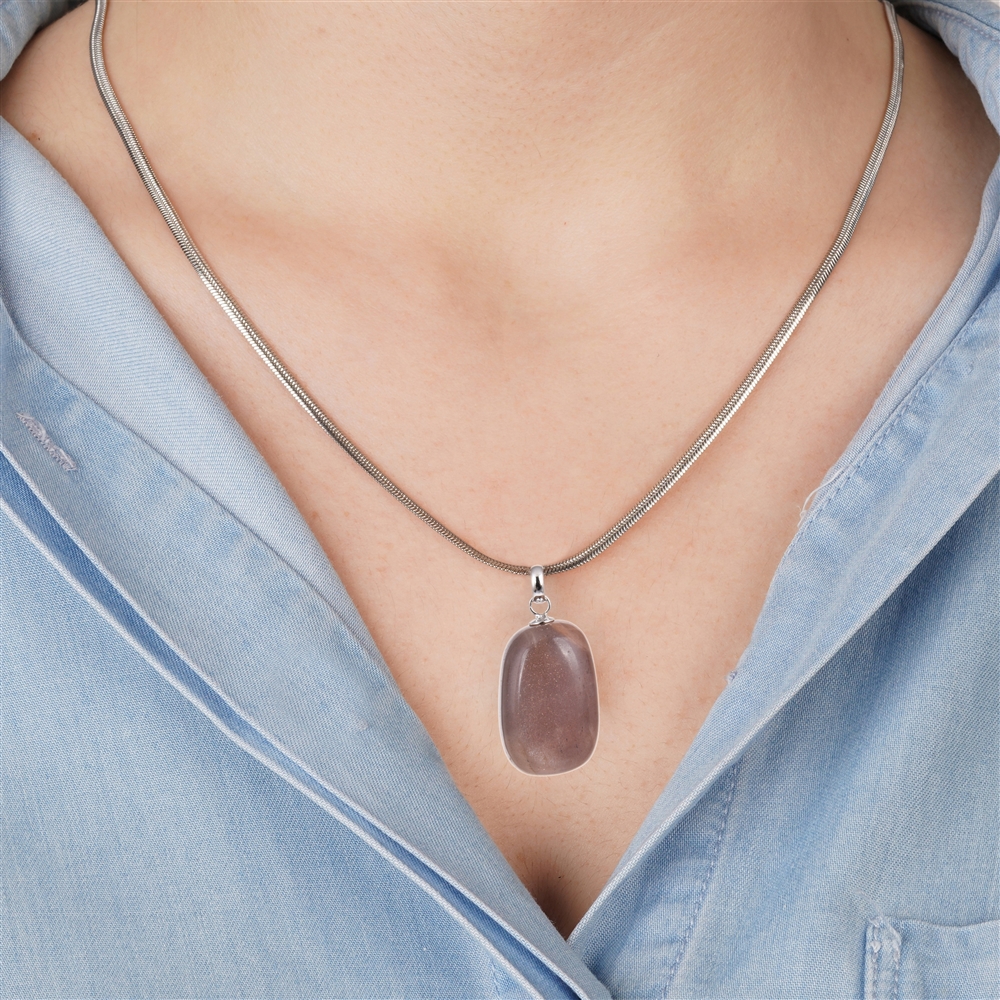 Pendant Moonstone, Tumbled Stone small, rhodiniert