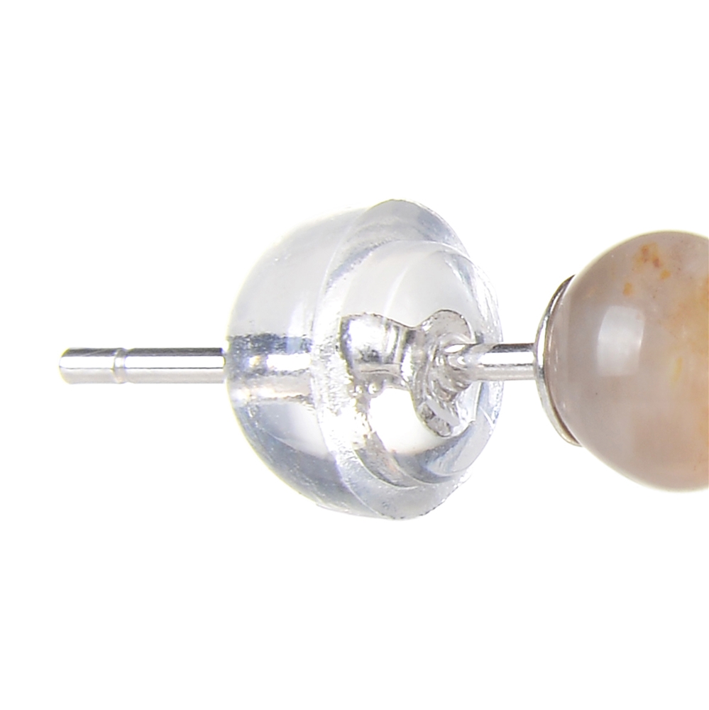 Ohrstecker Mondstein, Kugel, 4mm, rhodiniert