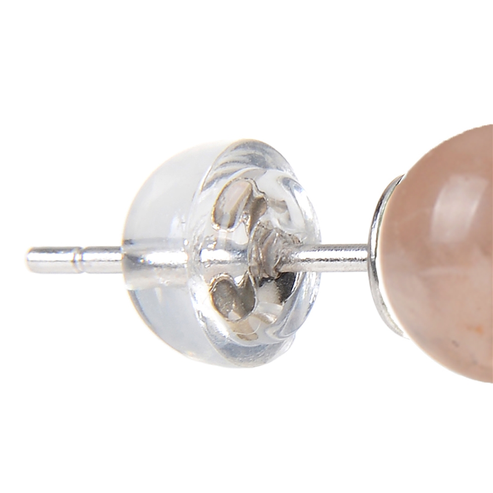 Earstuds Moonstone, ball, 8mm, rhodium-plated