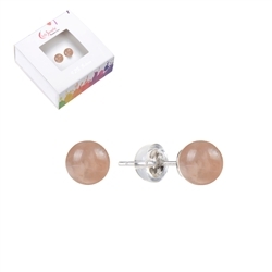 0611345108 Earstuds Moonstone, ball, 8mm, rhodium-plated | wholesaler gems & healing stones