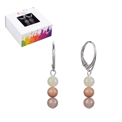 0611345442 Earrings Moonstone (multicolored), 6mm balls, rhodium plated | Marco Schreier