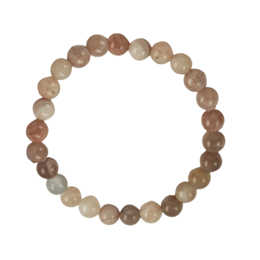 Bracelet, Moonstone (multicolored), 06mm beads