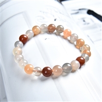 Bracelet, Moonstone (multicolored), 08mm beads