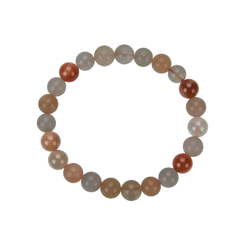Bracelet, Moonstone (multicolored), 08mm beads