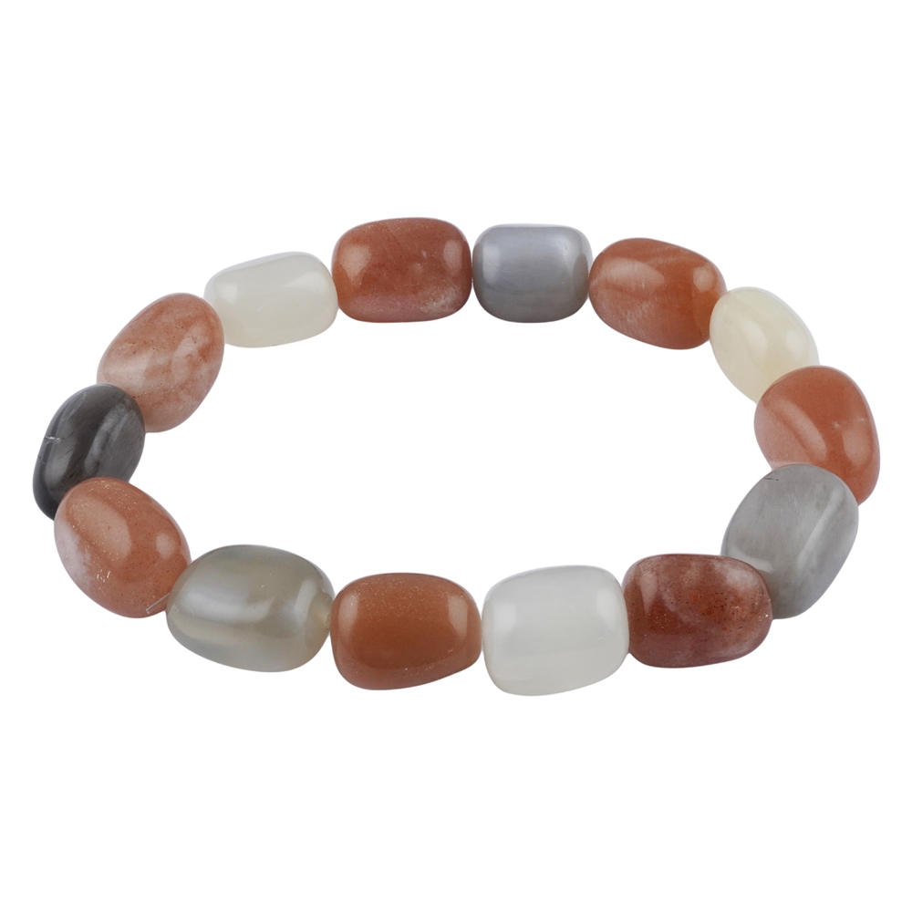 Bracelet, Moonstone (multicolored), 09 - 11mm nuggets