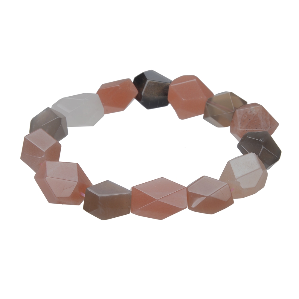 Bracelet, Moonstone (multicolored), 12 x 16mm nuggets, faceted