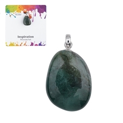 0611425106 Moss Agate pendant, small Tumbled Stone, rhodiniert | Marco Schreier