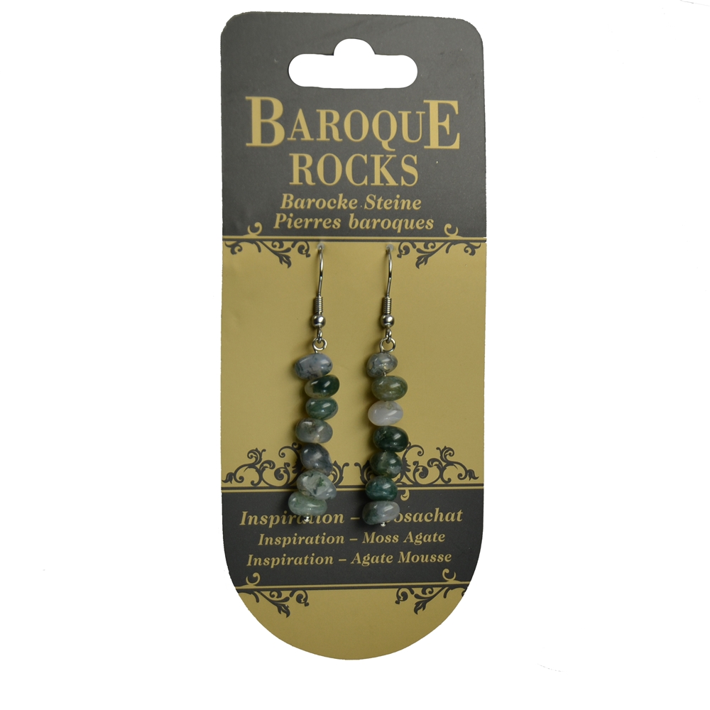 Boucles d'oreilles baroque Classic Agate mousse "Inspiration", 1 rangée