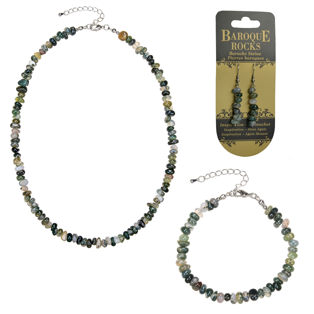Baroque set Classic (necklace, bracelet, earrings) Moss Agate "Inspiration