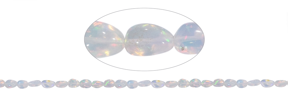 Rang de collier pierres roulées, opale (welo-opale), 05-08 x 07-09mm (50cm)