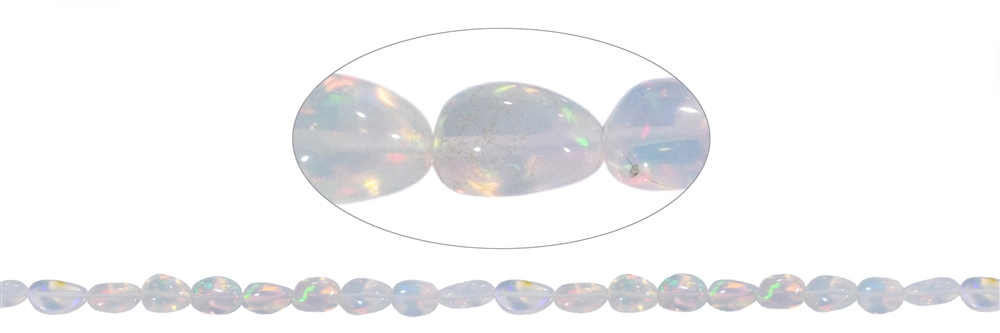 Rang de collier pierres roulées, opale (welo-opale), 06-16 x 06-11mm (50cm)