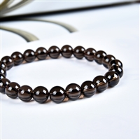 Bracelet, Smoky Quartz, 08mm beads