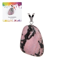 0613125107 Rhodonite pendant, large Tumbled Stone, rhodiniert | Marco Schreier