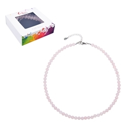 0613312206 Rose Quartz necklace, beads (6mm), rhodium plated, extension chain | Marco Schreier