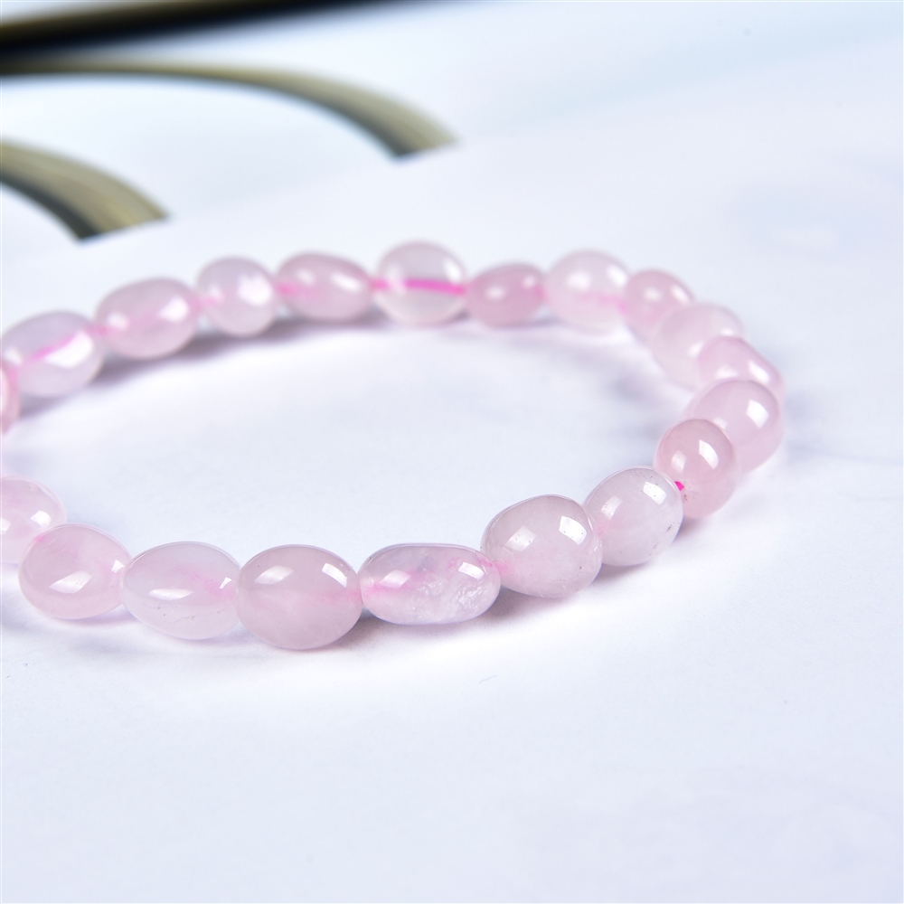 Bracelet, Quartz rose, 06-08mm Nuggets