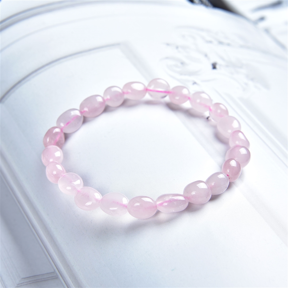 Bracelet, Quartz rose, 06-08mm Nuggets