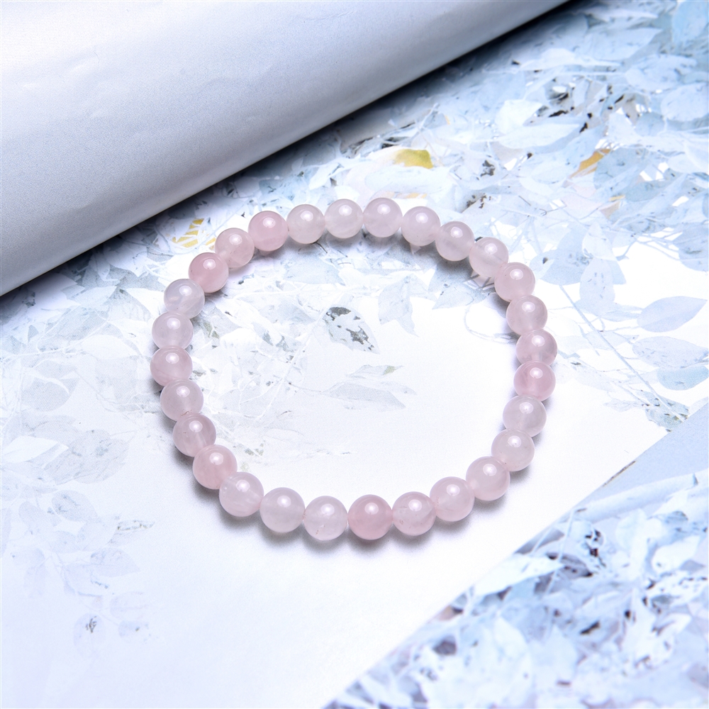 Bracelet, Quartz rose, 06mm boules, 15cm (pour enfants)