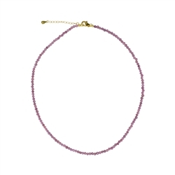 0613514131 Necklace Ruby beads (3mm) faceted, gold plated, extension chain | Marco Schreier