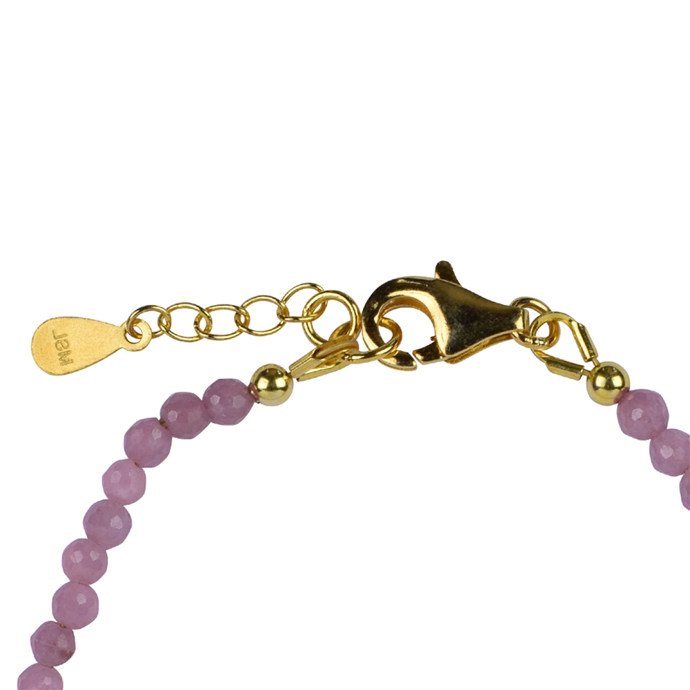 Bracelet with round beads (3mm) faceted, gold-plated, extension chain