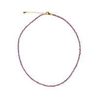Bracciale con perle di rubino (3 mm) sfaccettate, placcate oro, catena di estensione
