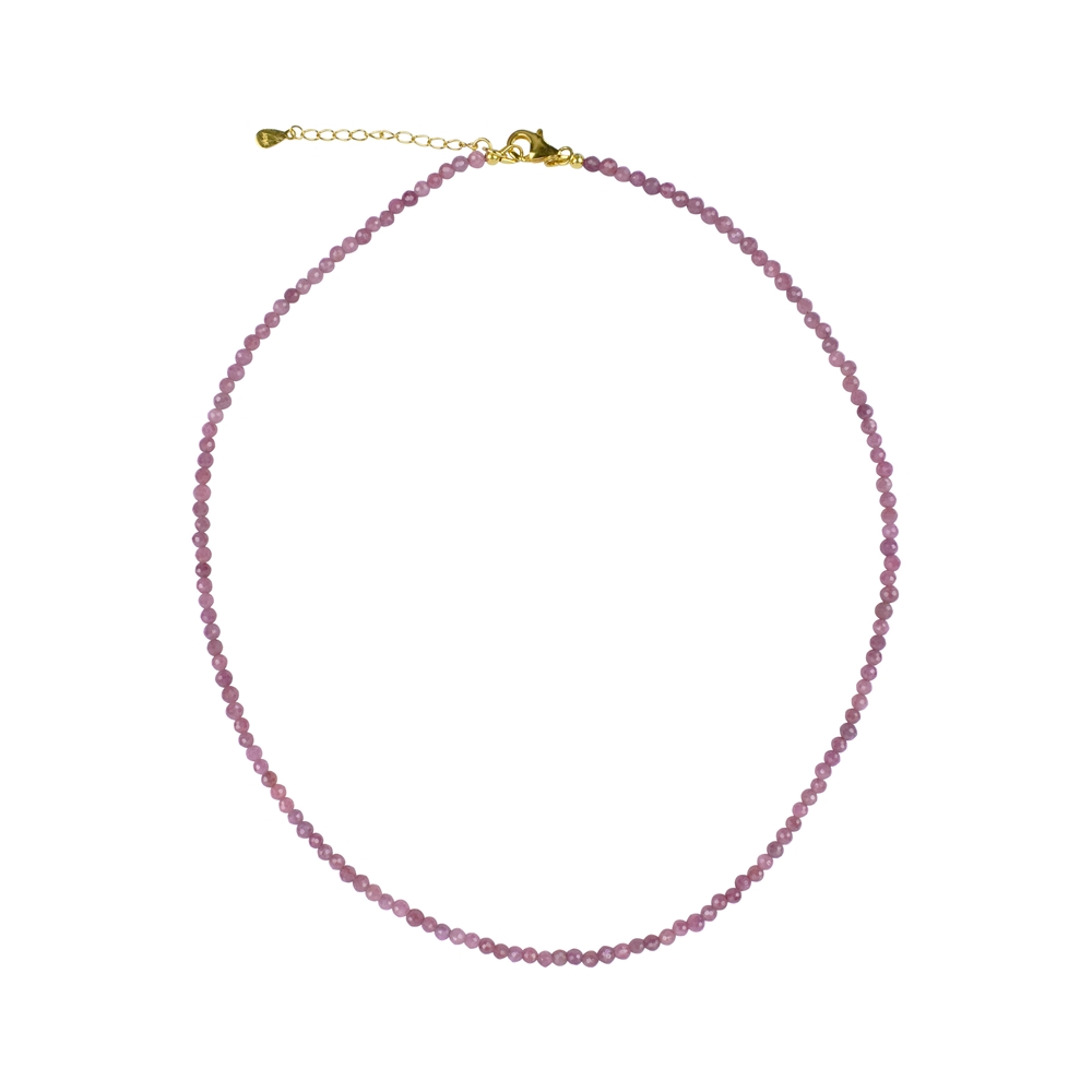 Bracelet with round beads (3mm) faceted, gold-plated, extension chain