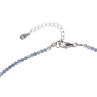 Necklace Sapphire beads (3mm), faceted rhodium-plated, extension chain