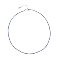 Bracelet sapphire, beads (3mm), faceted, rhodium-plated, extension chain