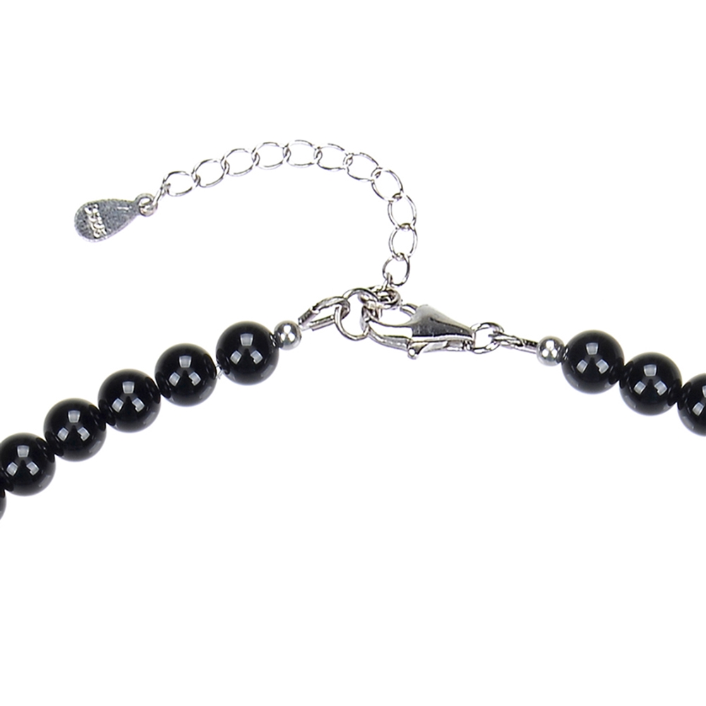 Chain Tourmaline (black), beads (6mm), rhodium plated, extension chain