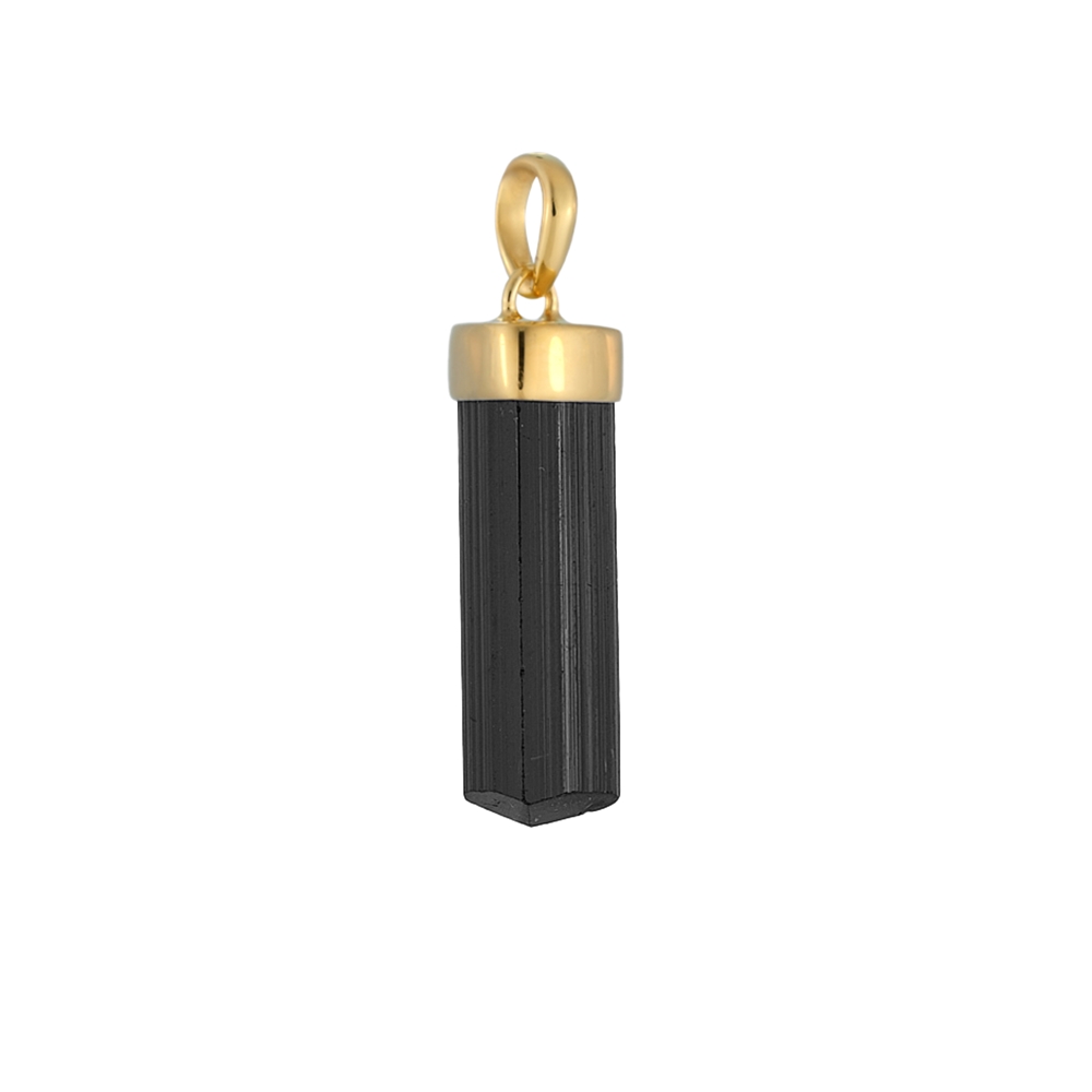 Tourmaline (black) crystal pendant, 3.0 - 4.0 cm, gold-plated