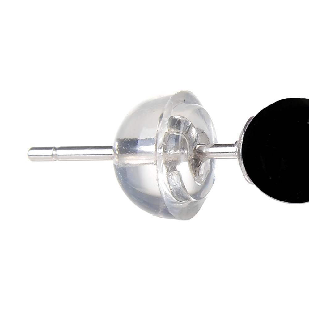 Ohrstecker Schörl (stab.), Kugel, 4mm, rhodiniert