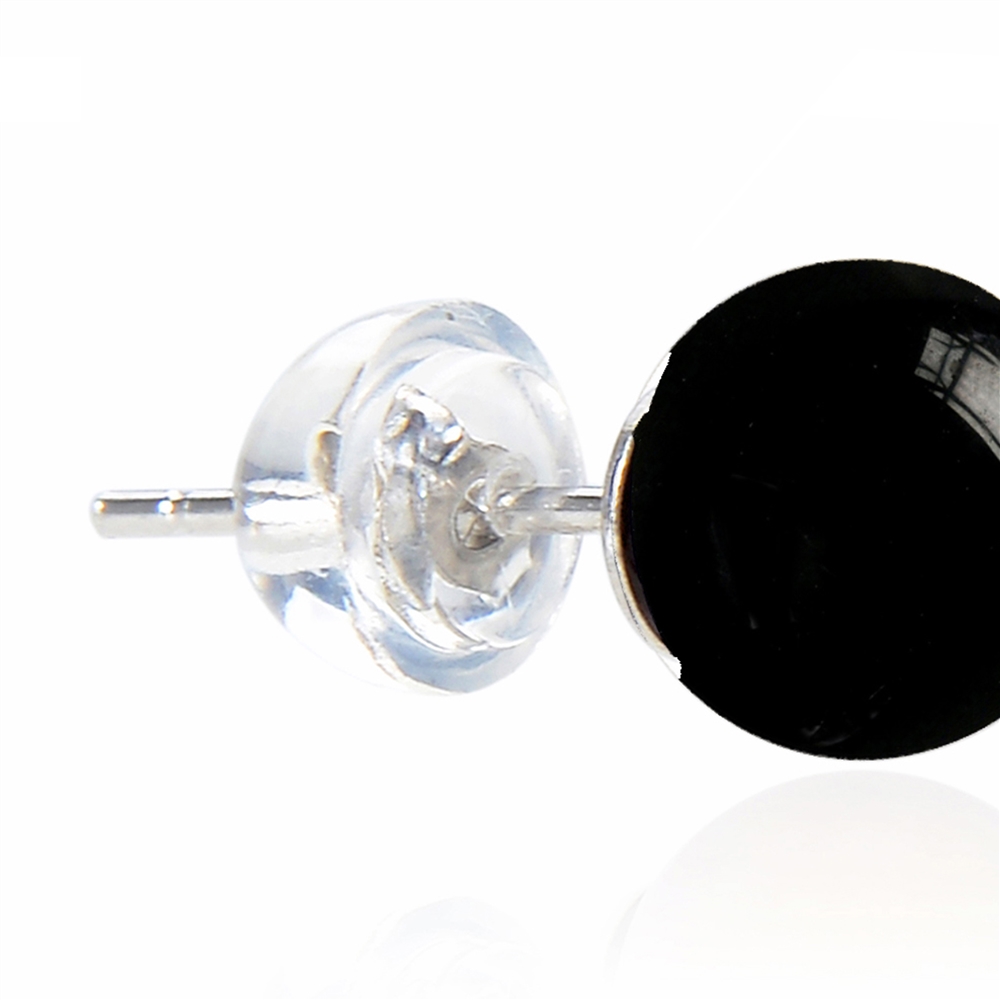 Earstud Tourmaline (black), ball, 6mm, rhodium plated