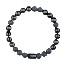 0613850163 Pulsera Turmalina negra (chorlo), cuentas 08mm, cristal en bruto | Marco Schreier