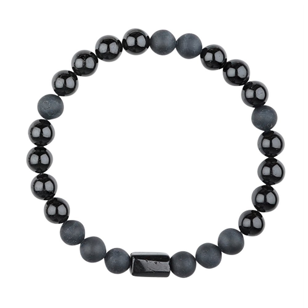 Bracelet Tourmaline (black) (stab.), 08mm beads, rough crystal