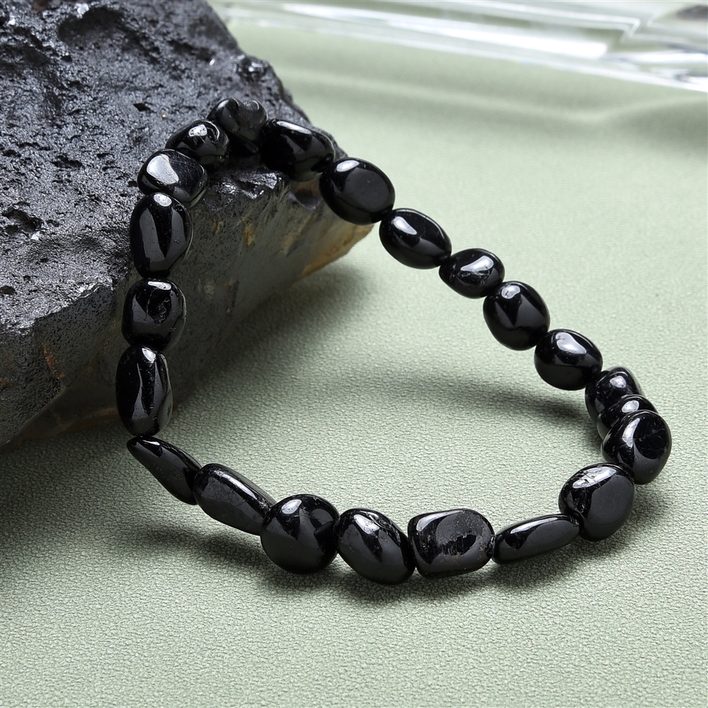 Bracelet, Schorl (stab.), 6-11 x 6-8mm Nuggets