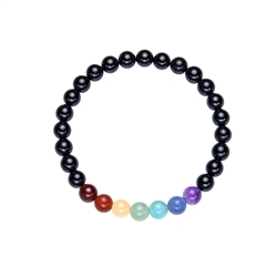 0613850306 Armband, Chakra Schörl (stab.), 06mm Kugeln, 15cm (für Kinder) | Marco Schreier