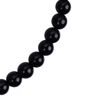 Bracelet Tourmaline (black), 04mm beads, extension chain, rhodium-plated