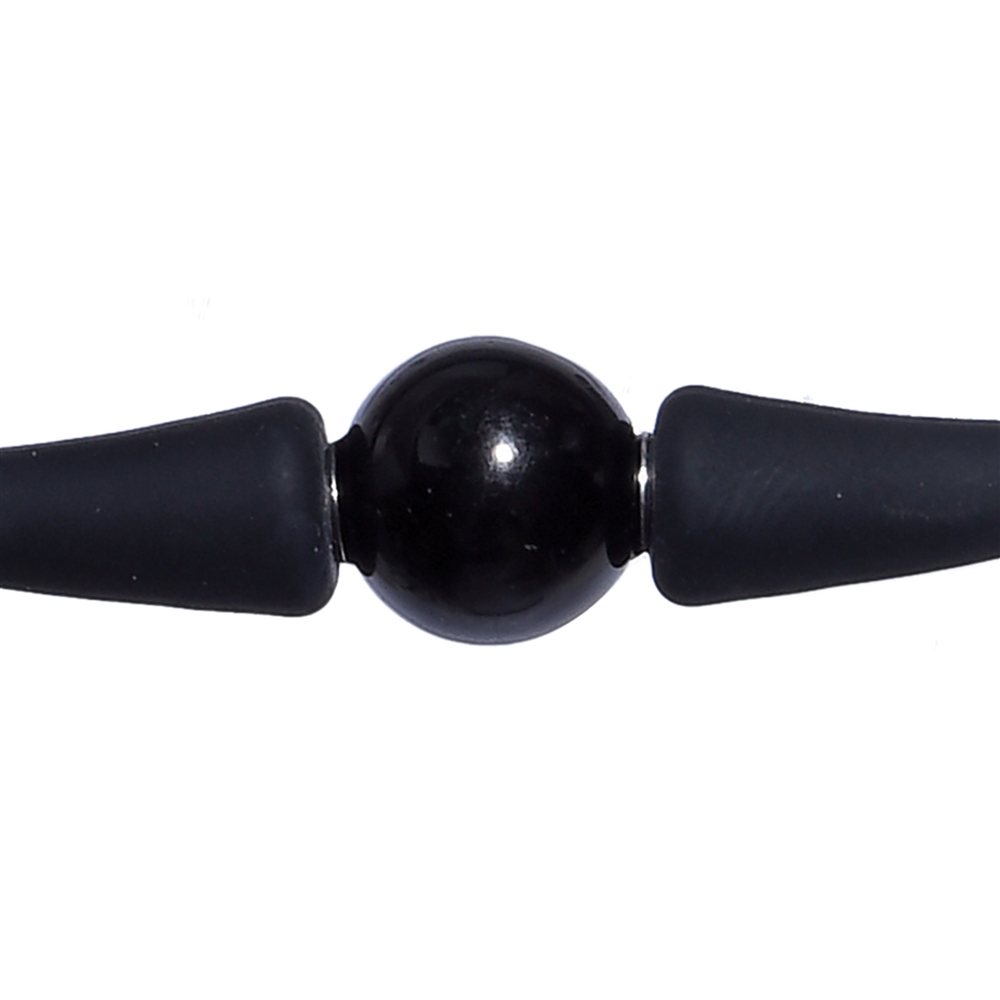 Armband Schörl Kugel (10mm), Silikon (schwarz), 18cm | Marco Schreier
