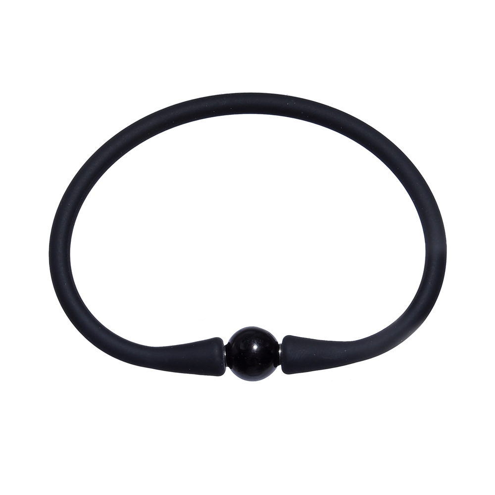 Armband Schörl Kugel (10mm), Silikon (schwarz), 18cm | Marco Schreier