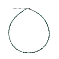 0614416010 Necklace emerald, coin (3,5 - 4mm), faceted, rhodium-plated, extension chain | Marco Schreier