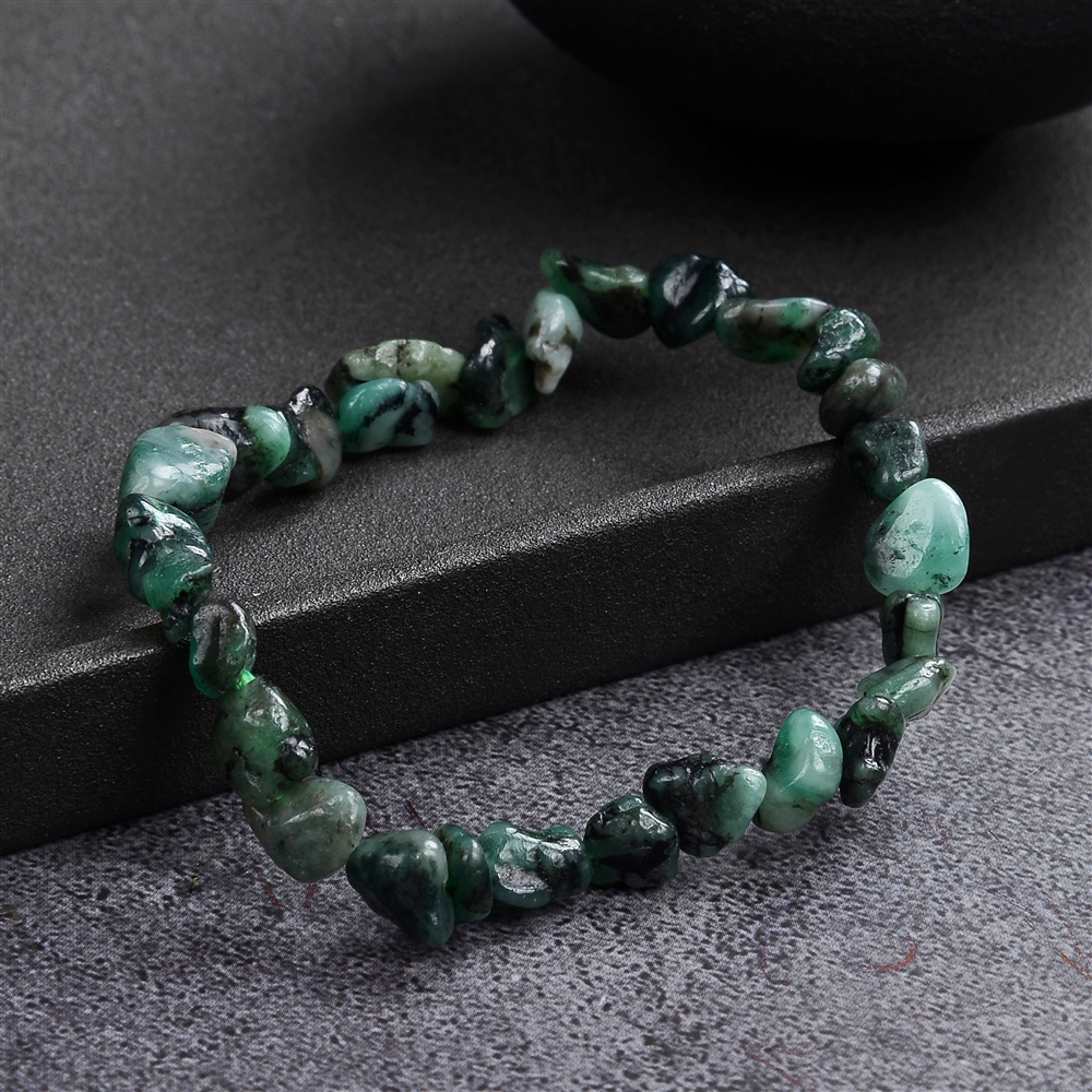 Bracelet, emerald, 08-10mm nuggets