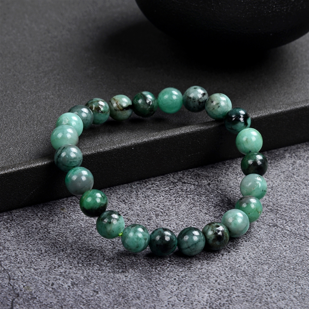 Bracelet, emerald, 08mm beads