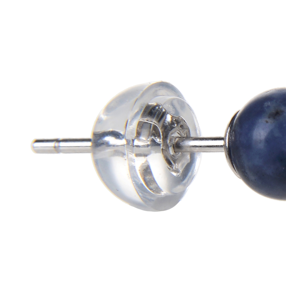 Clous d'oreilles Sodalite, boule, 4mm, rhodié