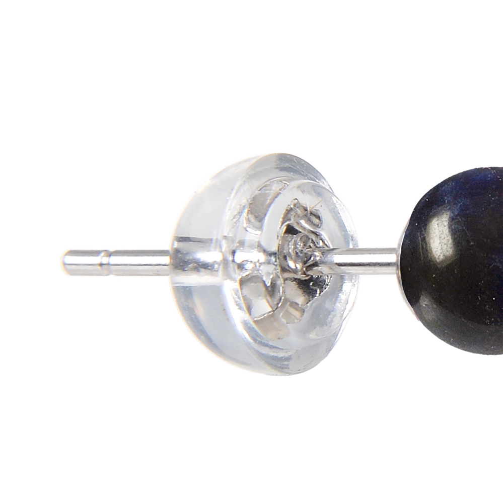 Clous d'oreilles Sodalite, boule, 6mm, rhodié