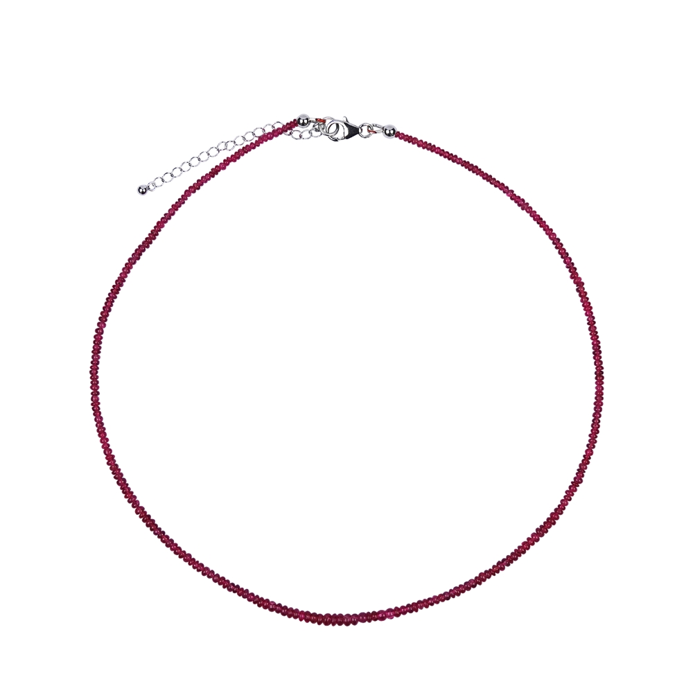 Chain Spinel (red), 2.3-3.5mm button, faceted, extension chain, rhodium-plated