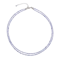 0615214402 Chain Tanzanite, 2,5mm beads faceted, double row, rhodium plated | Marco Schreier