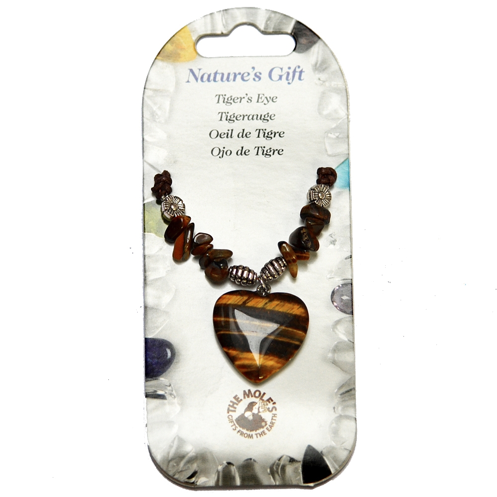 Collier coeur, Oeil-de-tigre, pour support au sol