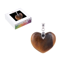 0615325154 Pendant Tiger's Eye, heart (28mm), 4.2cm, rhodium plated | Marco Schreier